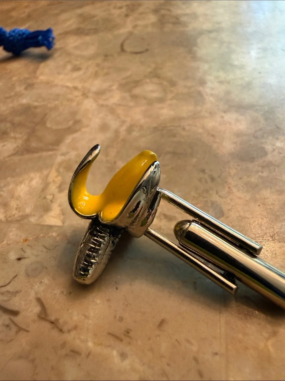 Unusual NWOT peeling banana, cufflinks silver tone with yellow enamel